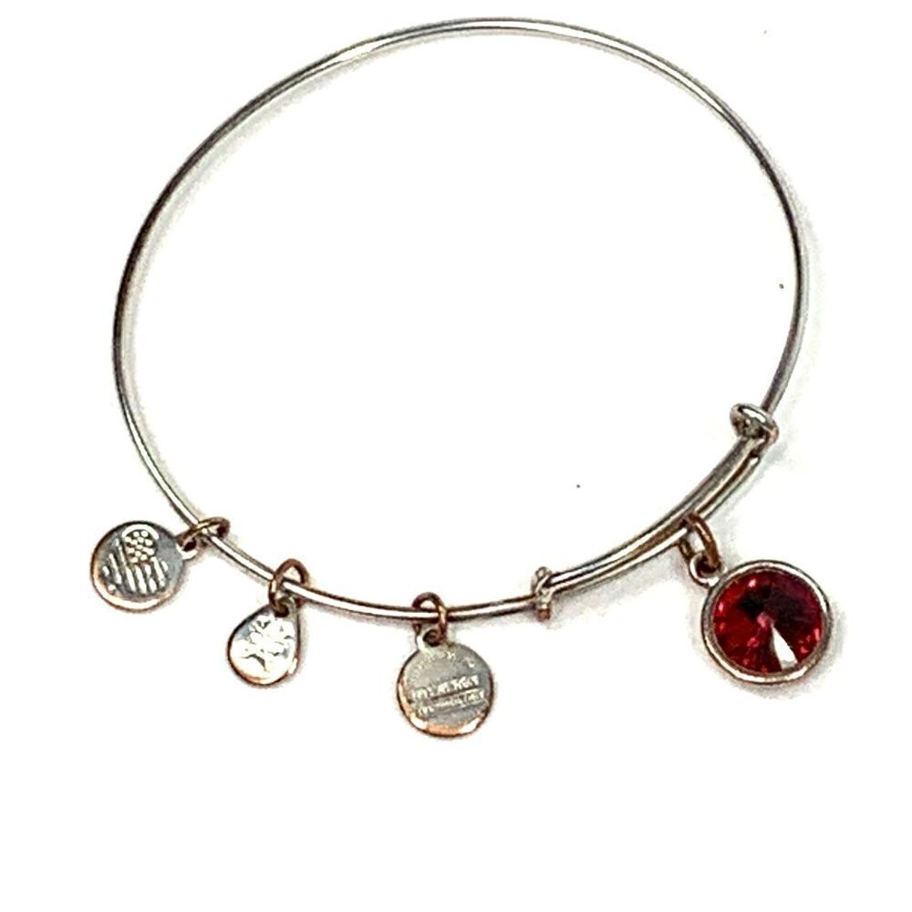 Alex and Ani Scarlet January Birthstone Charm Bracelet Silver - 2"- 3.5"